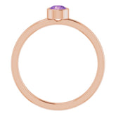 14K Rose 4 mm Natural Amethyst Ring